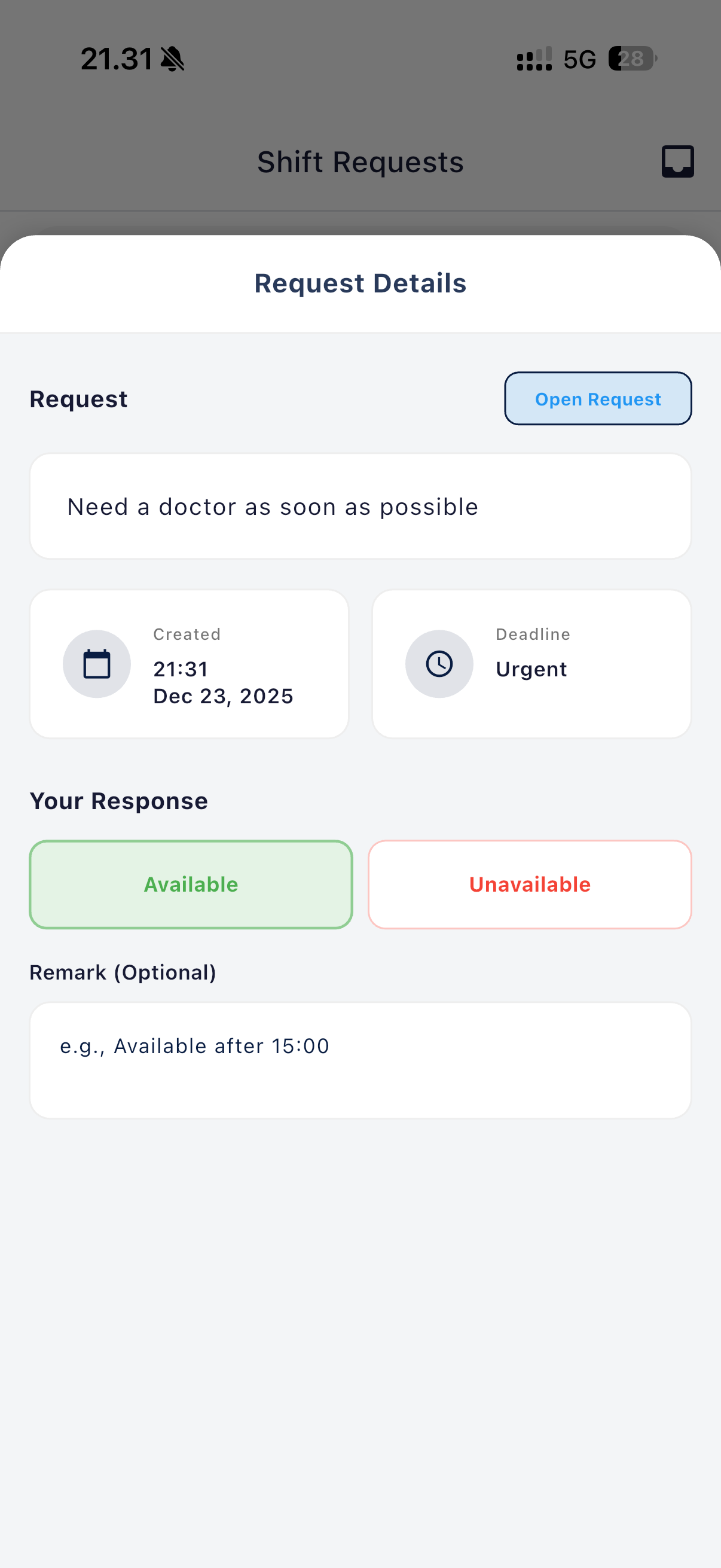 Step 3: employees view details and respond in the app